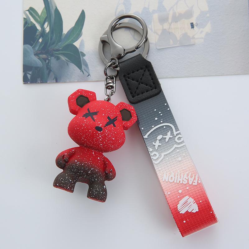 Color-Changing Dragon Bear Keychain - Starry Sky Gradient Pendant for Couple Bags