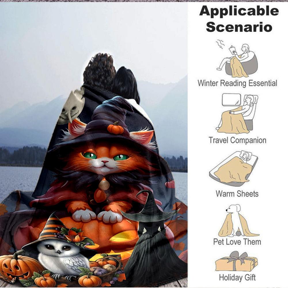 1pc Halloween Cat Costume Blanket Lightweight Blanket Throw Blanket For Sofa, Bed, Travel, Camping, Livingroom, Office, Couch, Chair yy251010015