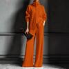 2025 European American Fashion Women's Autumn Winter High Neck Knit Wide-Leg Suit