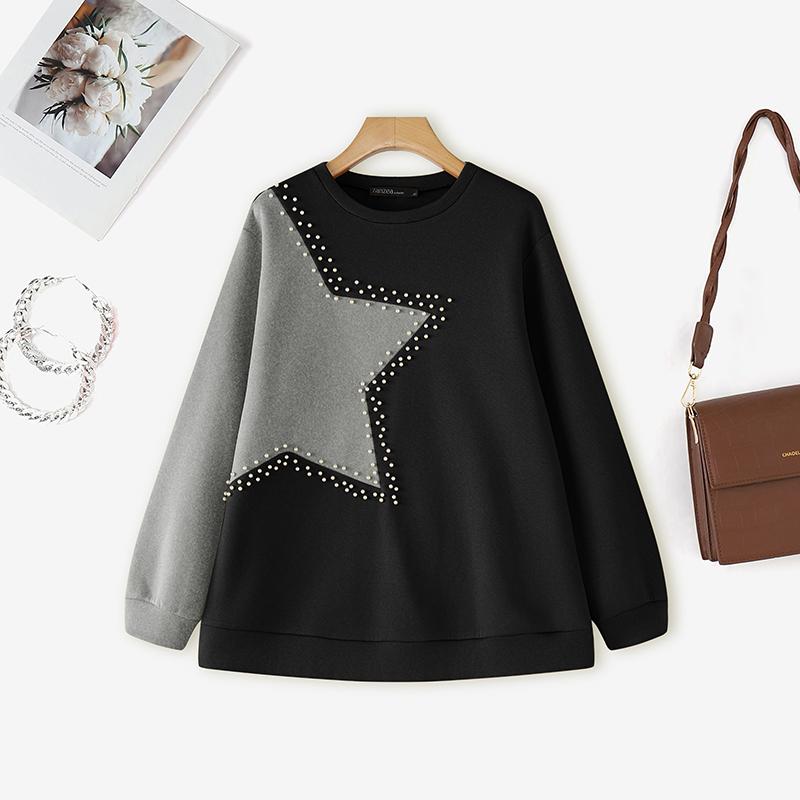 ZANZEA Women Casual Round Neck Patchwork Long Sleeve Pullover T-Shirts