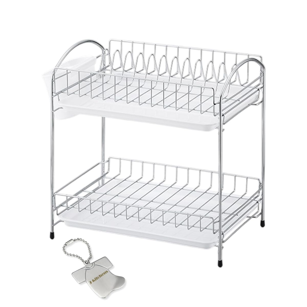 

J-kitchens Two-Tier Dish Drainer with Basket, Original Tag Included