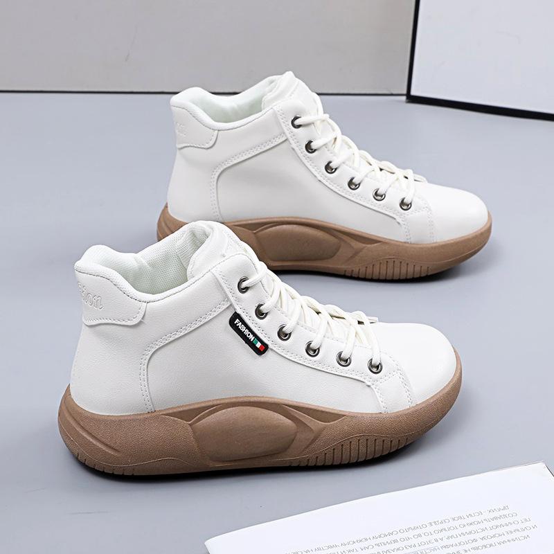 CINESSD Version of High-top Shoes for Female Students Trend of Casual Running Shoe Comfortable Lace-up Sneakers Female Shoes