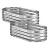 2 Pack Galvanized Raised Garden Beds, 1200 X 600 X 300 Mm, Oval Metal Planter Boxes Kit Outdoor, Bottomless Elevated Garden Box with Gloves, Alu-Zinc,