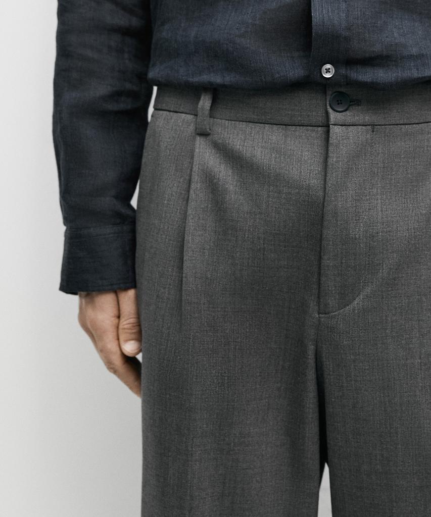 Masimodutti Cool Wool Blend Pintuck Pants