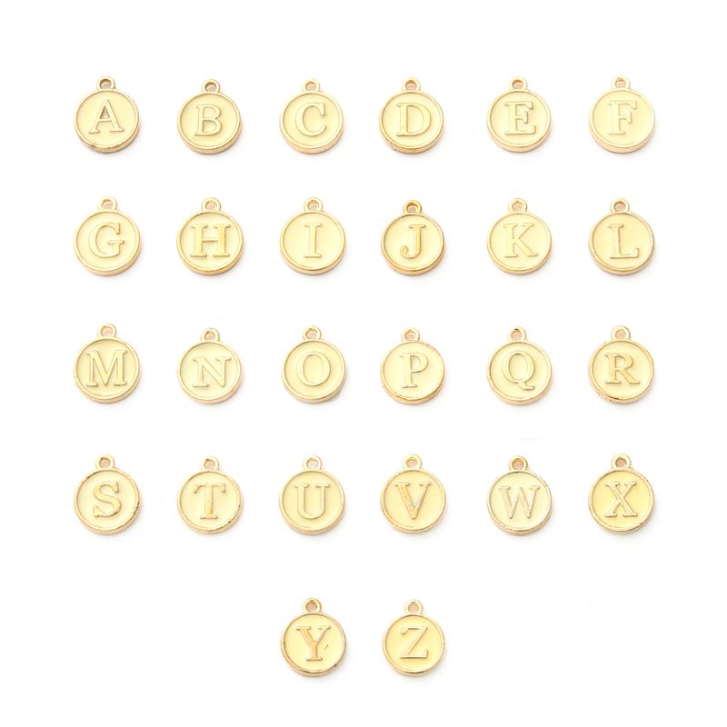 26Pcs A-Z English Letters Alloy Enamel Pendants Number Alphabet Charms For DIY Bracelet Necklace Jewelry Making Accessories