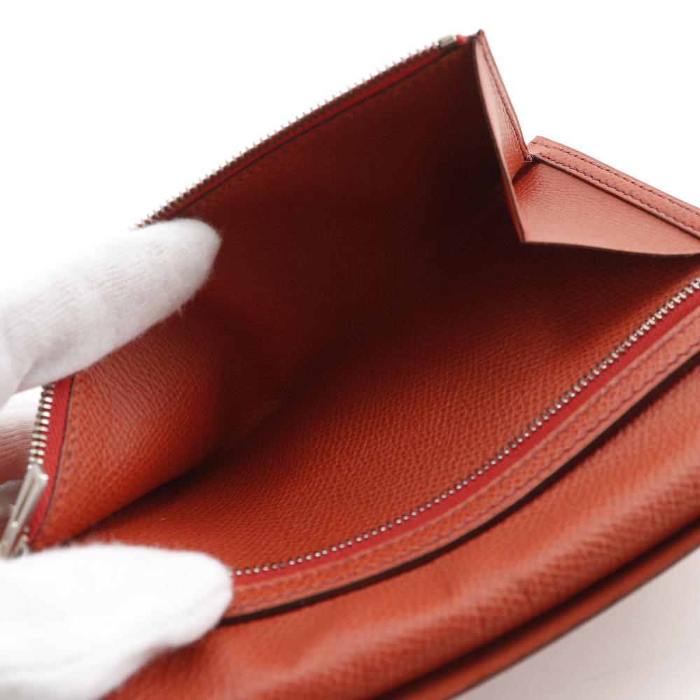 HERMES Bean Purse Orange/SilverHardware Epsom Women Used