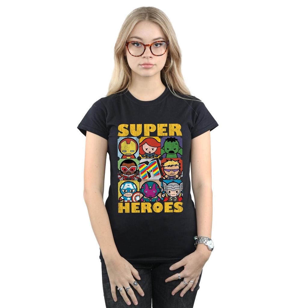 Marvel Womens/Ladies Kawaii Super Heroes Cotton T-Shirt