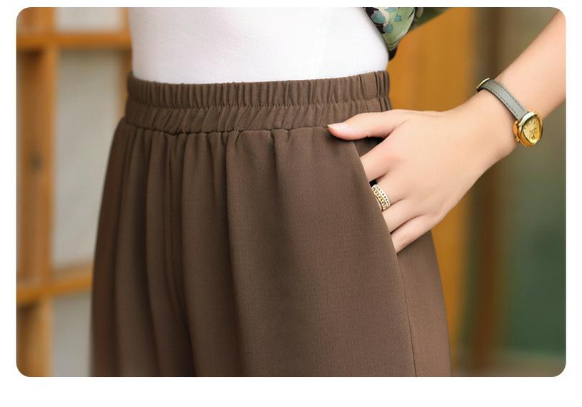 Summer Two-Piece Clothing Set for Senior Women: Short-Sleeve Top and Wide-Leg Pants