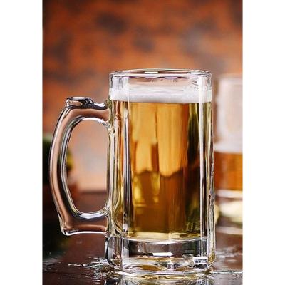 Crystal Beer Mugs Set of 4 with Strong Handle 400ml (Premium Fancy Beer Mug for Husband)
