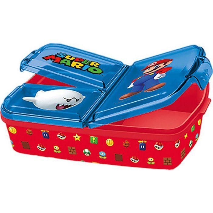 Boîte à goûter - Super Mario - Multi-compartiments - Plastique sans BPA - Dimensions 19,5x16,5x6,7 cm - Enfant