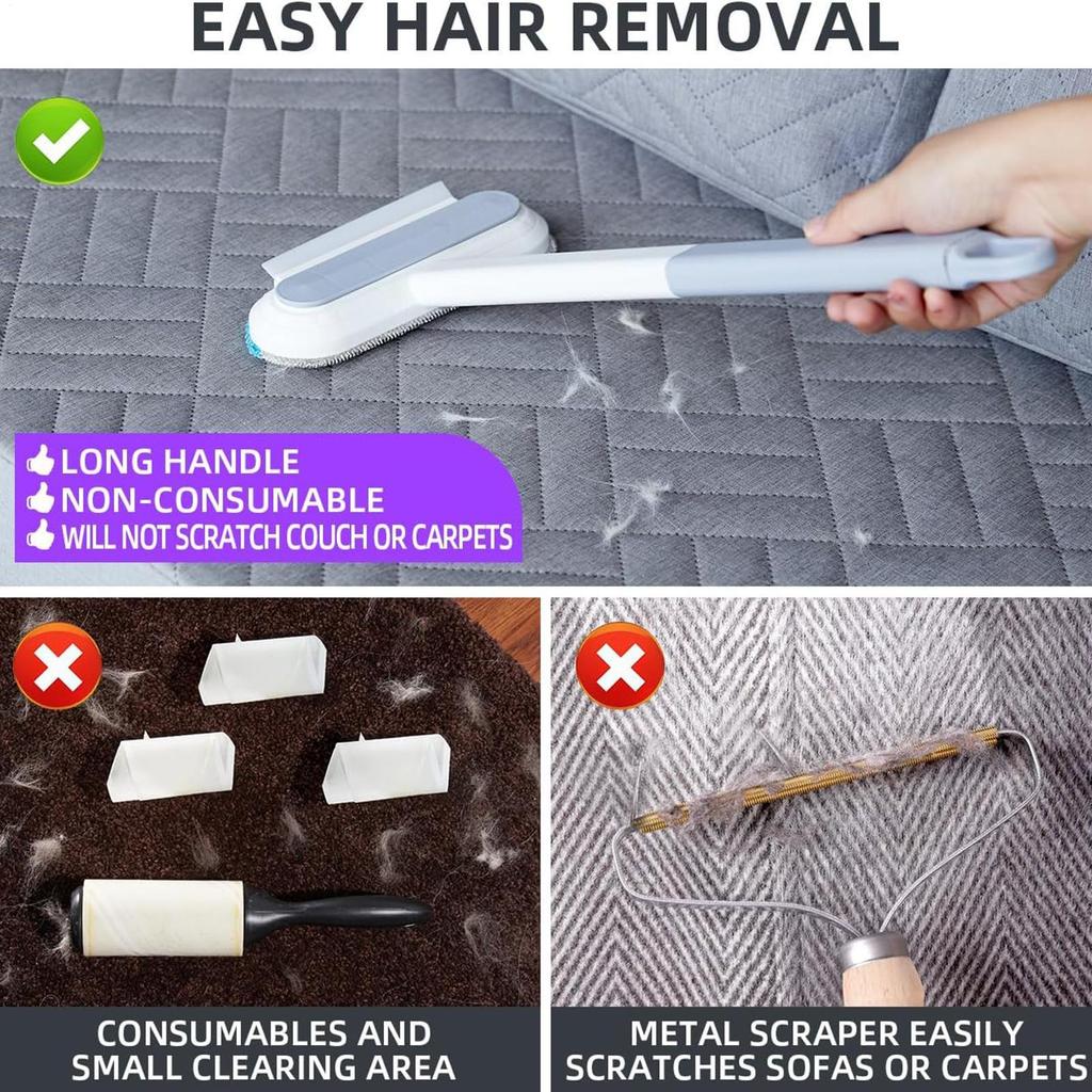 Pet Hair Remover Detachable Brush With Long Handle Multifunctional Cleaning Brush For Family Friends Carpet Bed Chair Car
