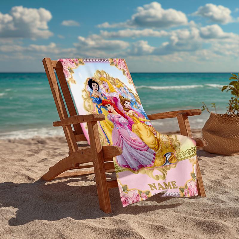 Custom Name Ultra-Soft Beach Towel with Princess Theme,Ideal for Pool - Camping, Diving - Perfect Travel Essential, Vibrant Beach Towel.