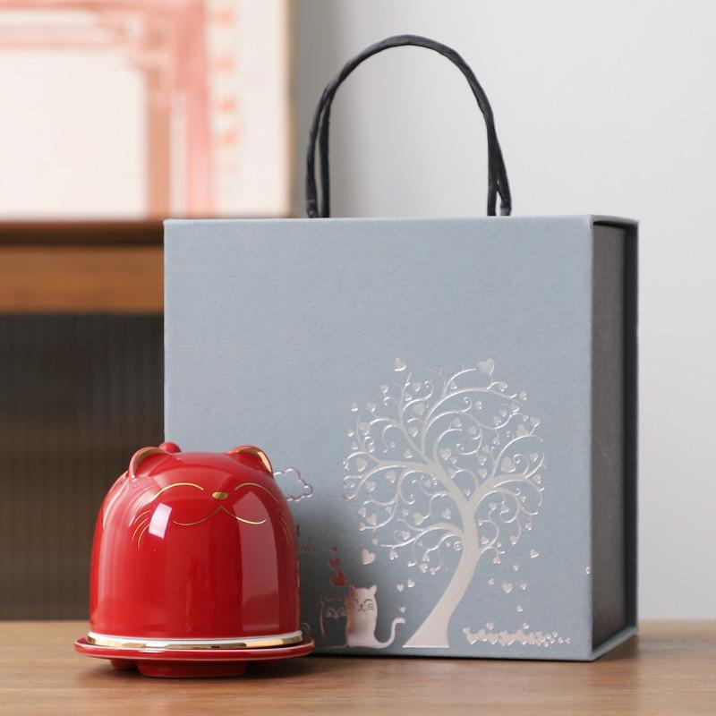 

Милая чашка с изображением кота удачи, керамическая кружка для чая с крышкой, разделительная пара, чайный набор в подарок 301-400ml