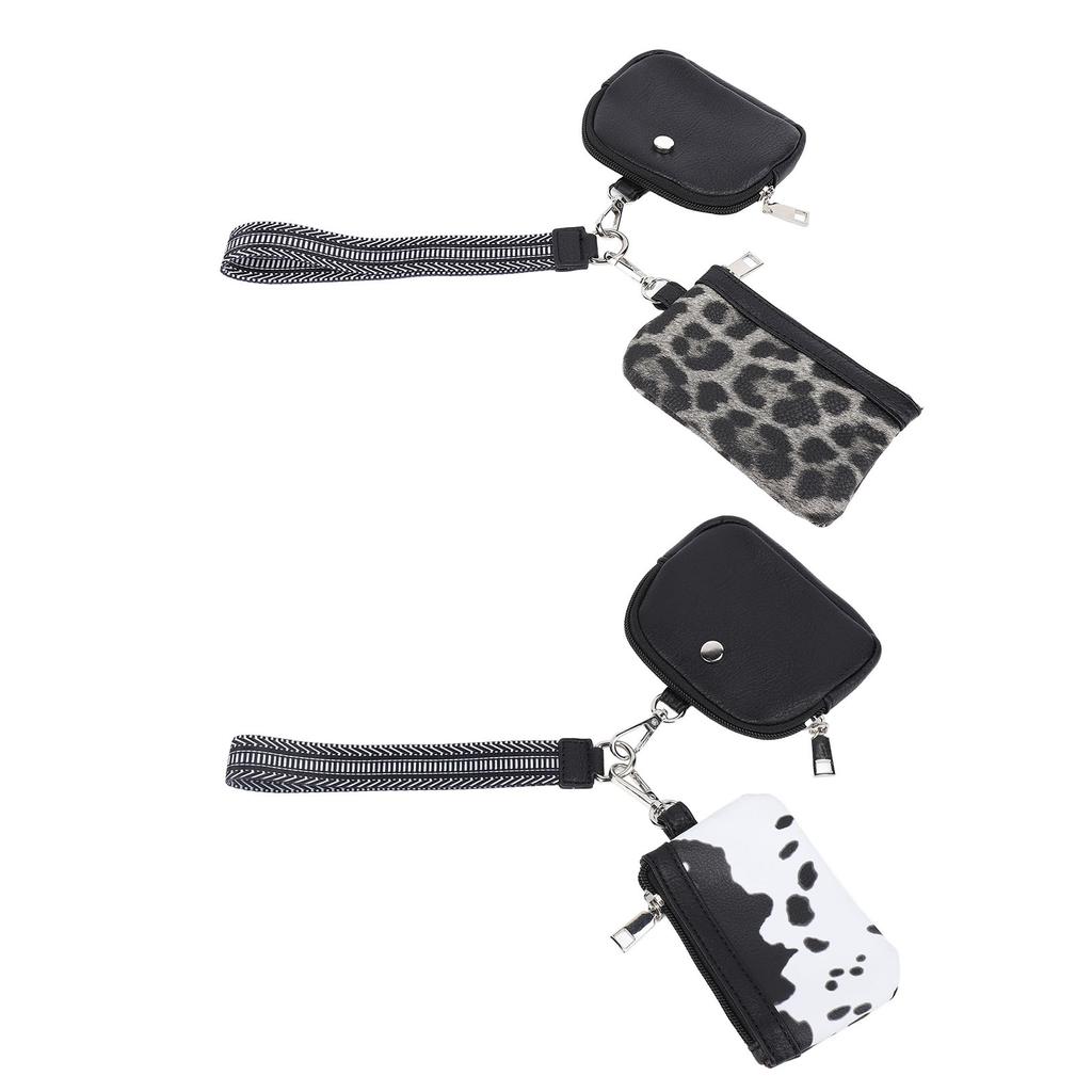 Mini Zip Wristlet Wallet Water Resistant Detachable Fashionable Dual Pouch Coin Purse Keychain for C