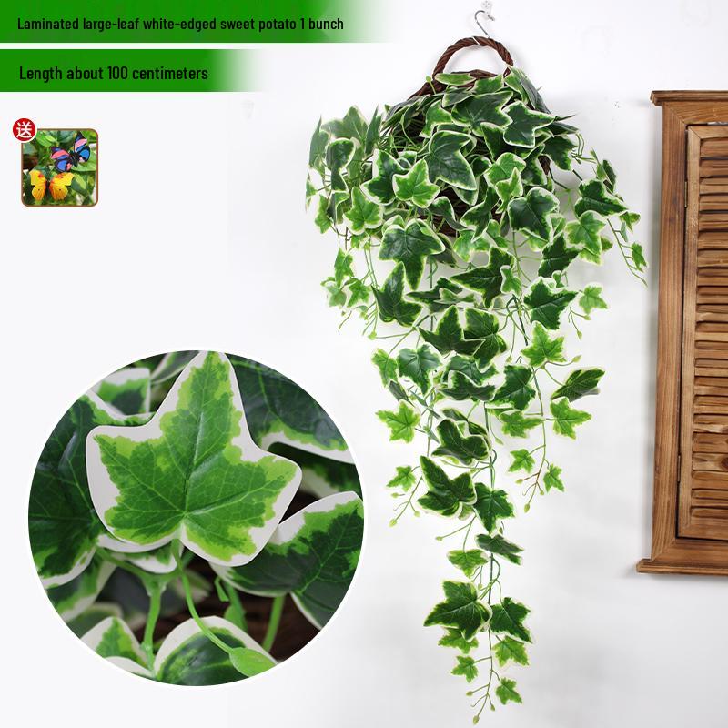 Artificial Pothos & Spider Plant Rattan Vine Wall Hanging for Indoor/Outdoor Decor