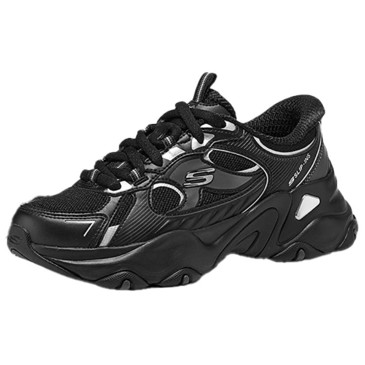 Skechers D LITES 5.0 Women Black Low Top Dad Shoes Panda Shoes 150526-BKSL 37