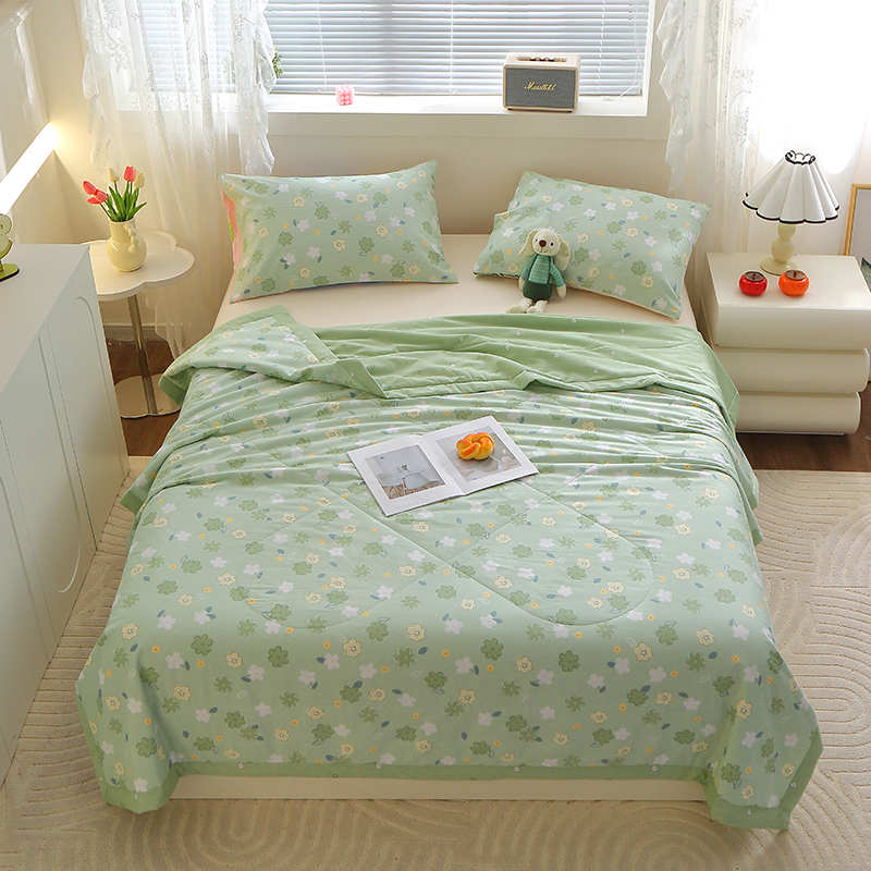 Floral Rainbow Pattern Quilt 100% Cotton Skin-friendly Comfortable Flowers Print Air Conditioning Quilt for Kids Teens Adults