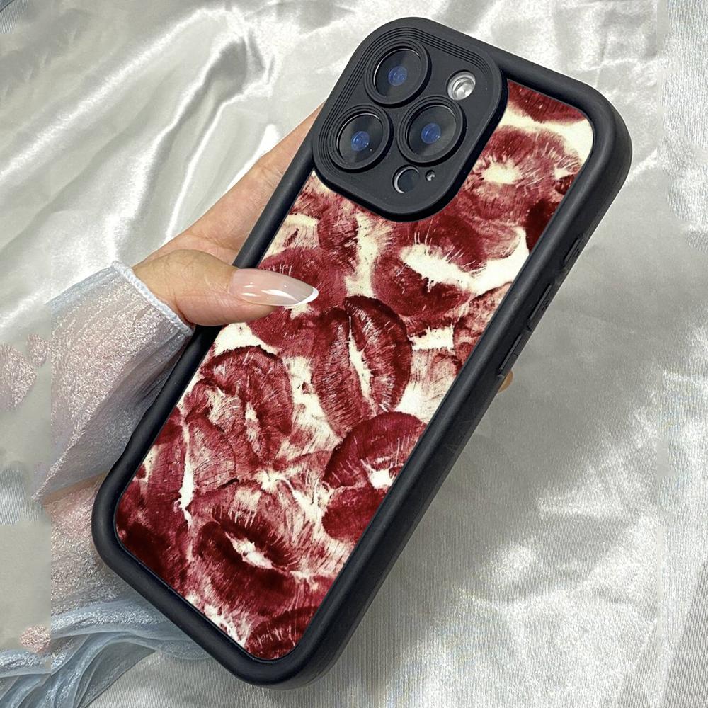 JT1 Abstract Artwork with Red Lips Realme 14 15 Huawei P40 Honor 70 90 Infinix Tecno itel Motorola Google All Model Angel eyes Soft TPU Phone Case