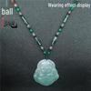 Natural Jade and Red Agate Bead Pendant Necklace Rope