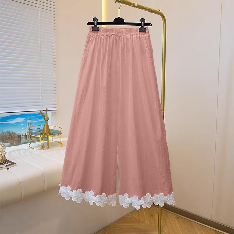 

ZANZEA Женские повседневные укороченные брюки свободного кроя с эластичной талией и лоскутным дизайном 2XL розовый