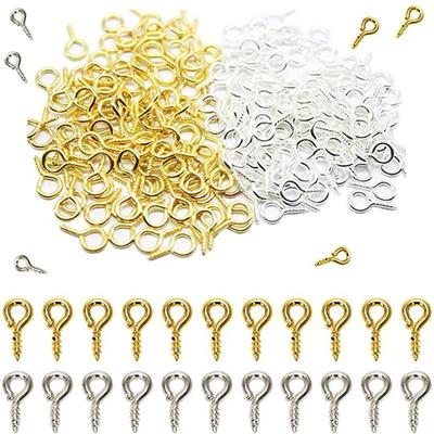 100-800pcs Small Tiny Mini Eye Pins Pins Hooks Eyelets Screw Threaded Gold Clasps Hooks Jewelry Findings For Making DIY 9x4mm