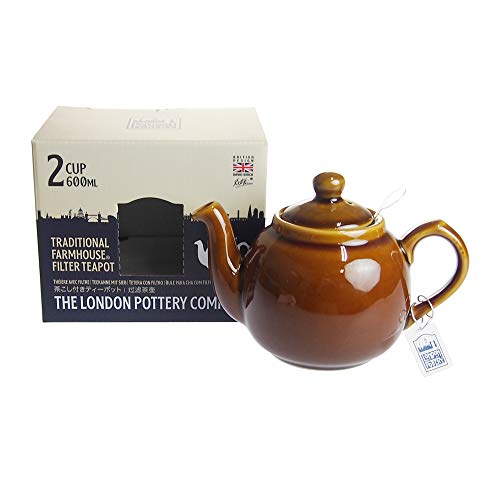 LONDON POTTERY Farmhouse Teapot, 2-Cup, Rockingham Brown, 580131