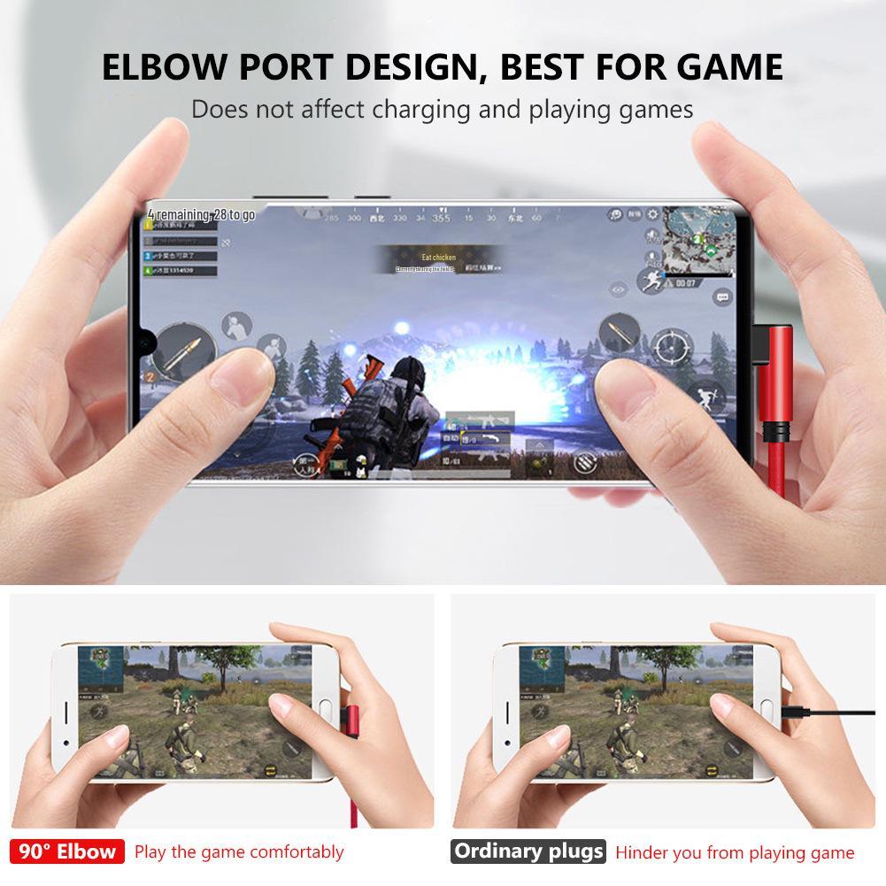 Double Elbow Fast Charging Braided Cable for Apple, Android, and Type-C Phones
