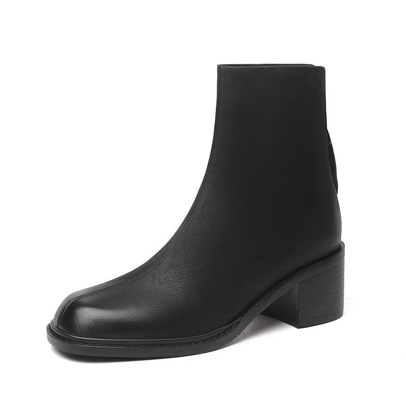 

Мода 2024 Новые Осенне-Зимние Женские Ботинки Модные Ботильоны из Натуральной Кожи с Квадратным Носком Вестерн Челси Женская Обувь 34