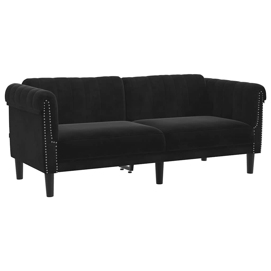 2 Seater Sofa in Black Velvet