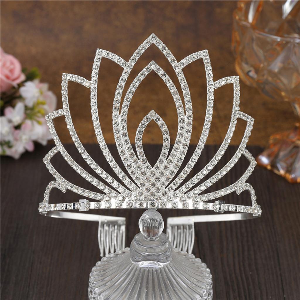 Sparkly Rhinestone Crown Hairband Elegant Crystal Bridal Tiaras Alloy Wedding Headpiece for Bride and Bridesmaids Hair Jewelry