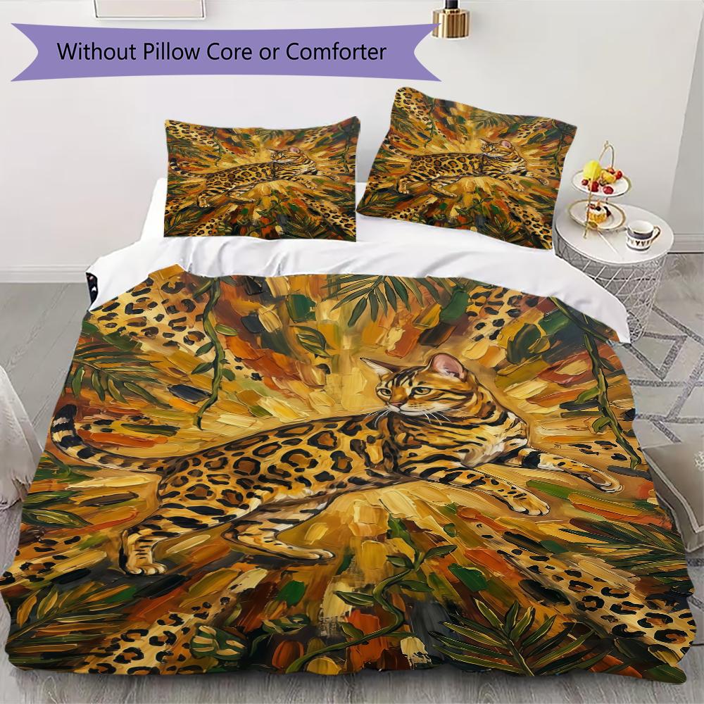 Cute kitten Pattern Bedding uilt Set uilt Cover Pillowcase Home Decoration Birthday Gift (1 * duvet cover + 2 * pillowcase without core)