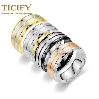 Fashion Temperament Titanium Steel Men's Ring European and American Popular Couples Inlaid Rings