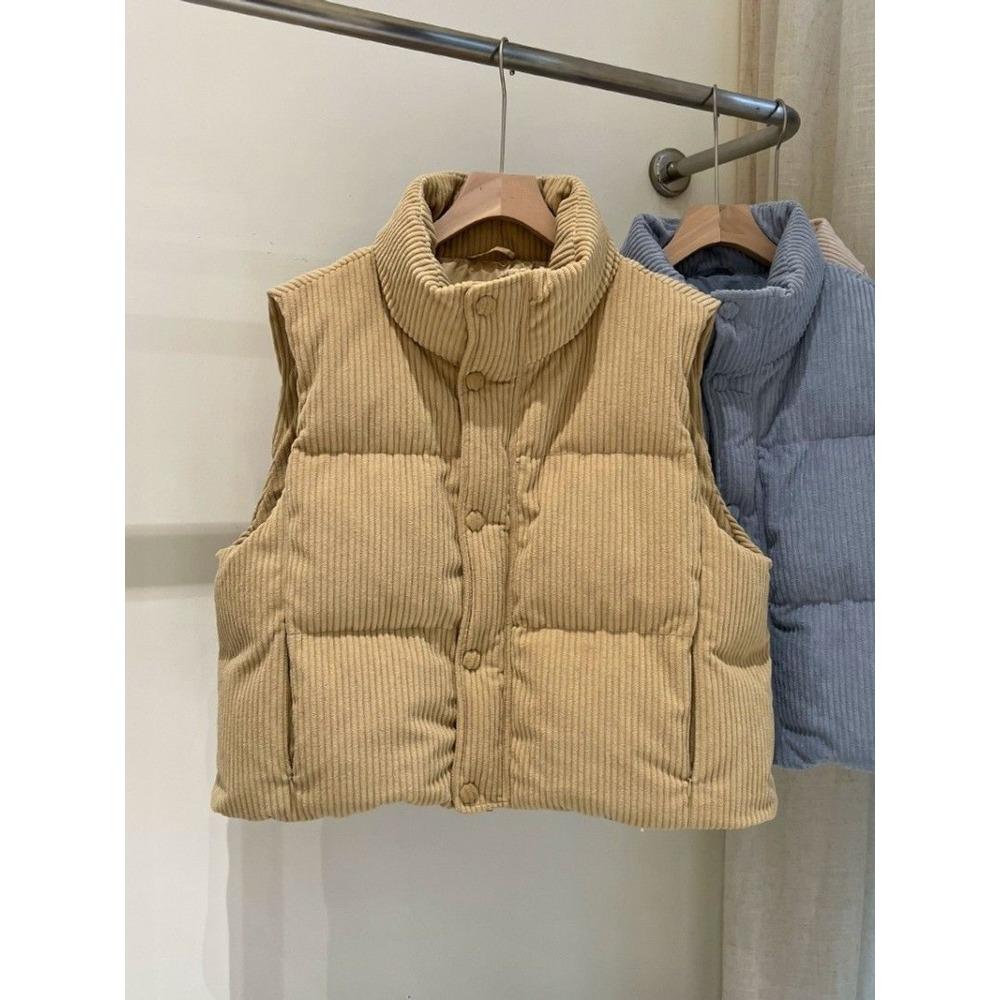 

Fashion Women s Layering Vest, Corduroy Quilted Puffer Vest, Stand-up Collar Sleeveless Vest for Everyday & Cold Weather XXL