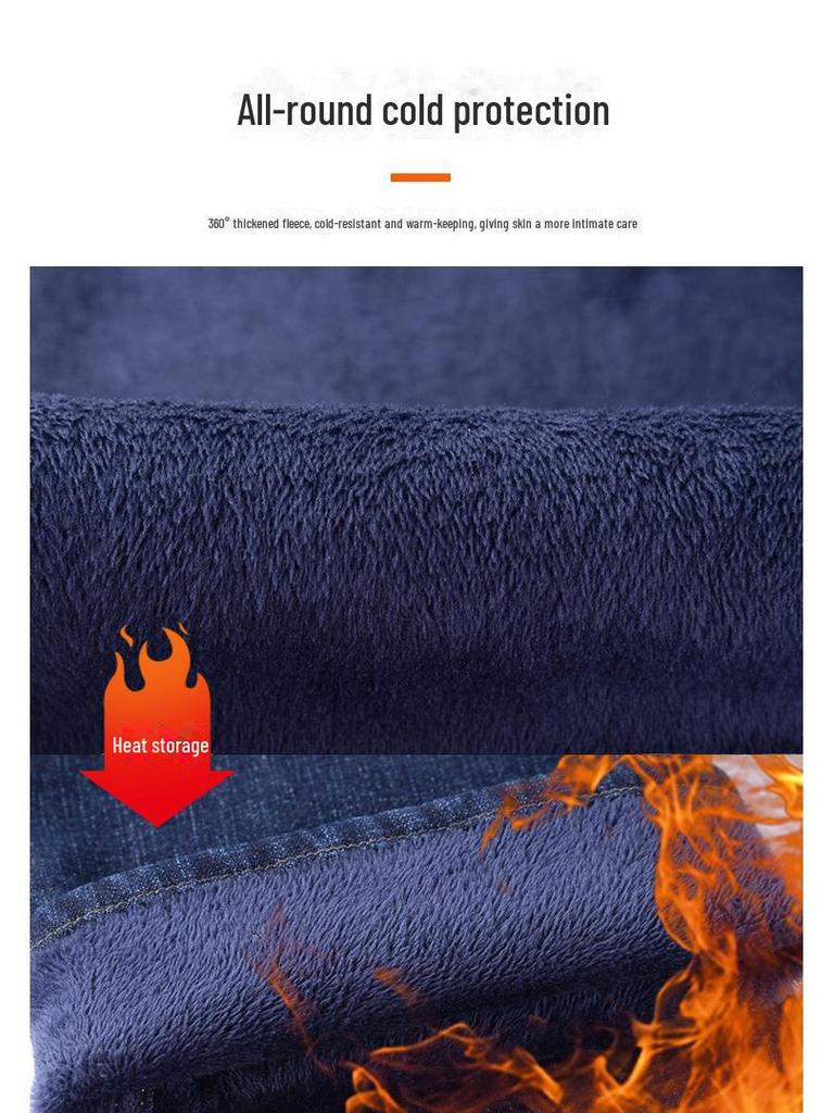 Elastische Jeans mit hoher Taille für Herren: Knitterfreie, dicke Hose für Herbst und Winter