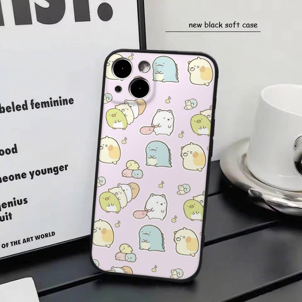 Cute Cartoon Sumikko Gurashi For iPhone 13,17,11,12,16,14,15,Plus,Pro Max Soft Silicone Black Phone Case