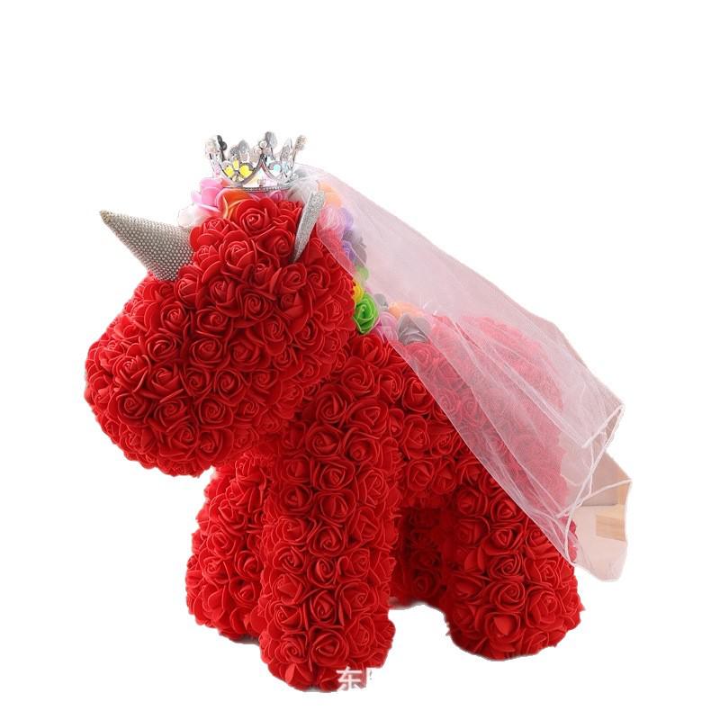 Unicorn Rose Crown: Preserved PE Foam Flower with Veil - Valentine's Day & Qixi Festival Gift