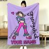 Custom Name Groovy Chick Print Flannel Blanket, High Quality Comfortable for All Seasons, Home Decor, Warmth and Comfort, Perfect for Christmas Gifts