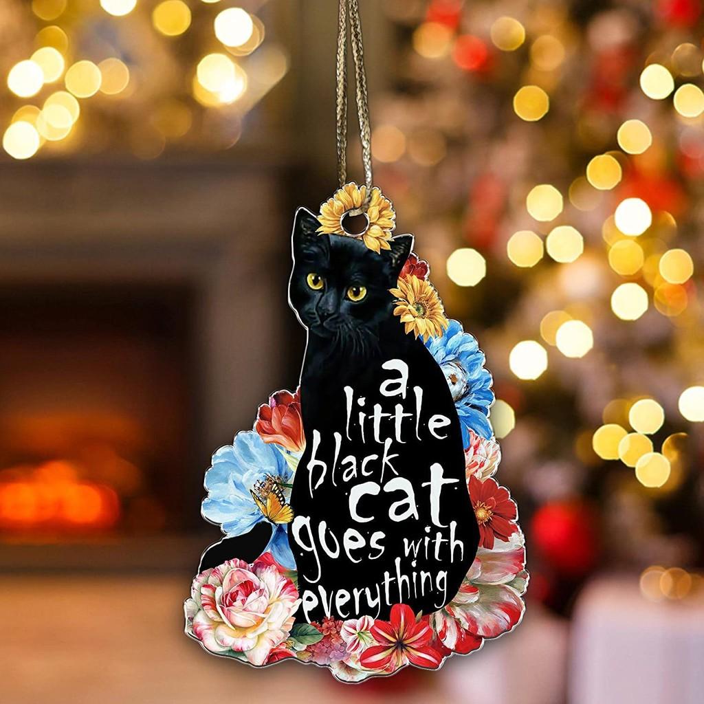 Charming Cartoon Christmas Cat Flat Car Ornament Festive Acrylic Home Decoration