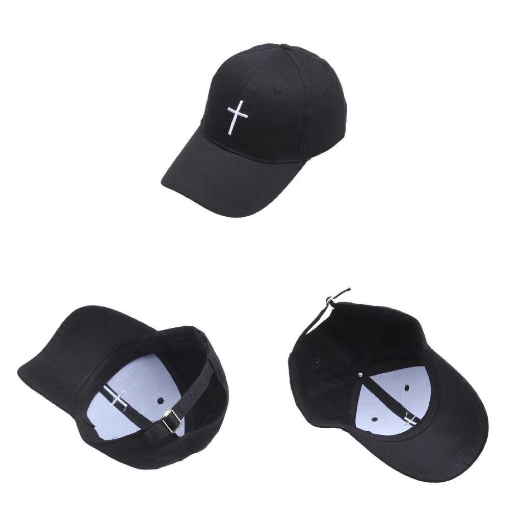 Cross Embroidery Hat With Adjustable Cotton Cap For Summer Outdoor Casual Wear