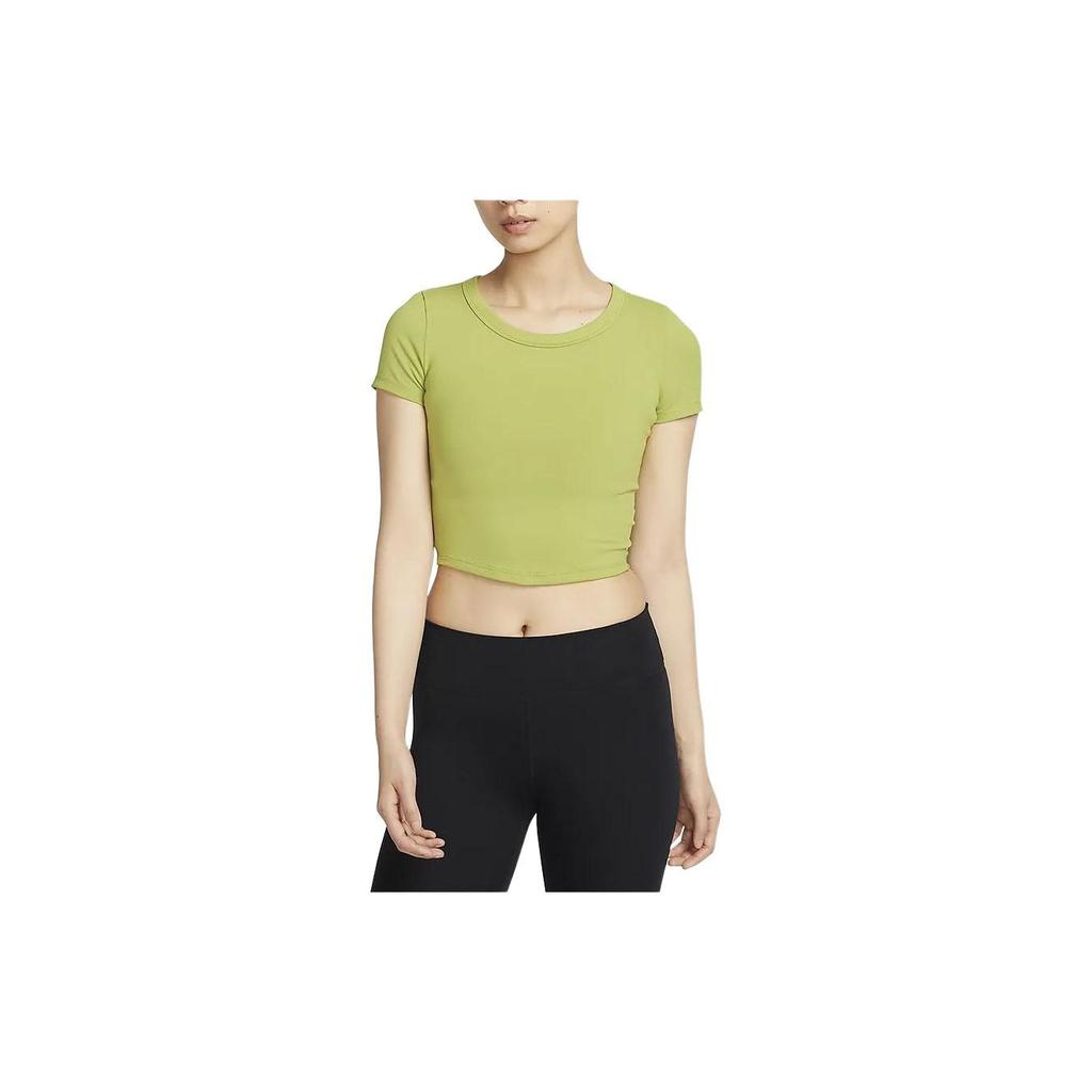 Nike One Fitted Dri-FIT Solid Color Crew Neck Slim Fit Casual Quick-Dry Crop Top Short Sleeve T-Shirt Women Tops Pear-Green FN2805-377
