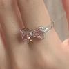 Minimalist Bowknot Opening Adjustable Rings for Women Girls Fashion Creative Irregular Geometric Birthday Party Jewelry Gifts