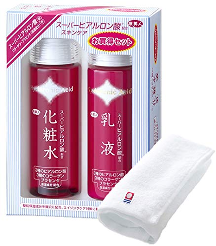 Azuma Shoji High Moisturizing Lotion & Emulsion 150mL each [Comes with Imabari Towel] Contains Super Hyaluronic Acid and Collagen / Skincare Luxurious