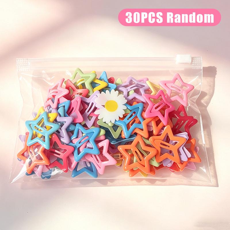 Star Hair Clips Y2K Sweet Dopamine Candy Shade Hollow Barrettes 9 Pack No-damage Hair Accessories for Prom Wear