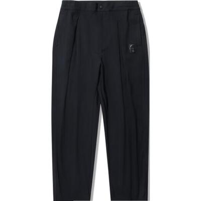 Li Ning X Jackie Chan Collaboration Solid Color Mid Waist Loose Straight Leg Casual Pants Men Bottoms Black AKXU557-2