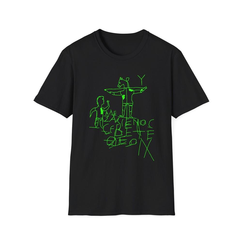 

alexamenos graffito blasphemous young man worships donkey green graffiti tshirt 4XL