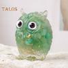Ornament de bufniță din cristal natural Figurină de bufniță din rășină realizată manual cu pietrișuri de cristal în interior Ornament de bufniță colorată de colecție pentru decorarea interioară, vindecarea Reiki
