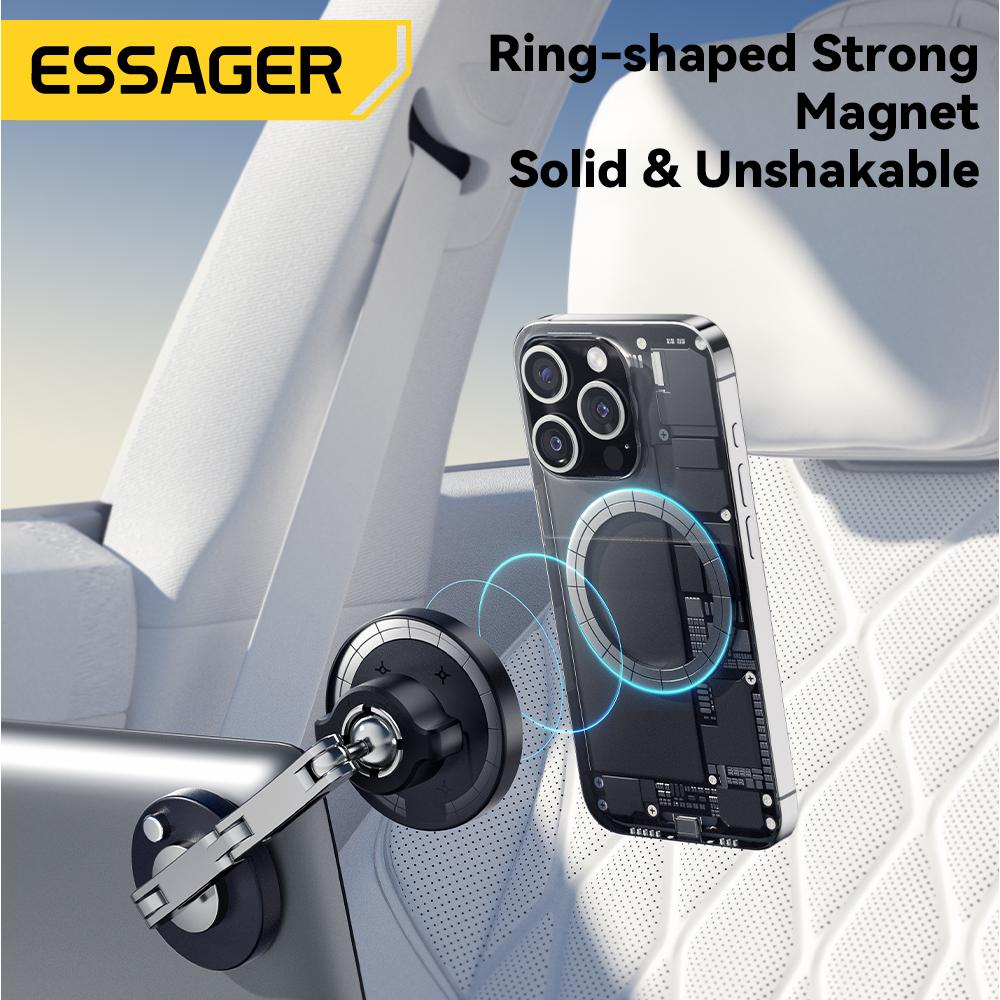 Essager Magnetic Wireless Charger Car Phone Holder 15W Fast Charging Easy Paste Mount Stand For Magsafe 15 14 13 Pro Max