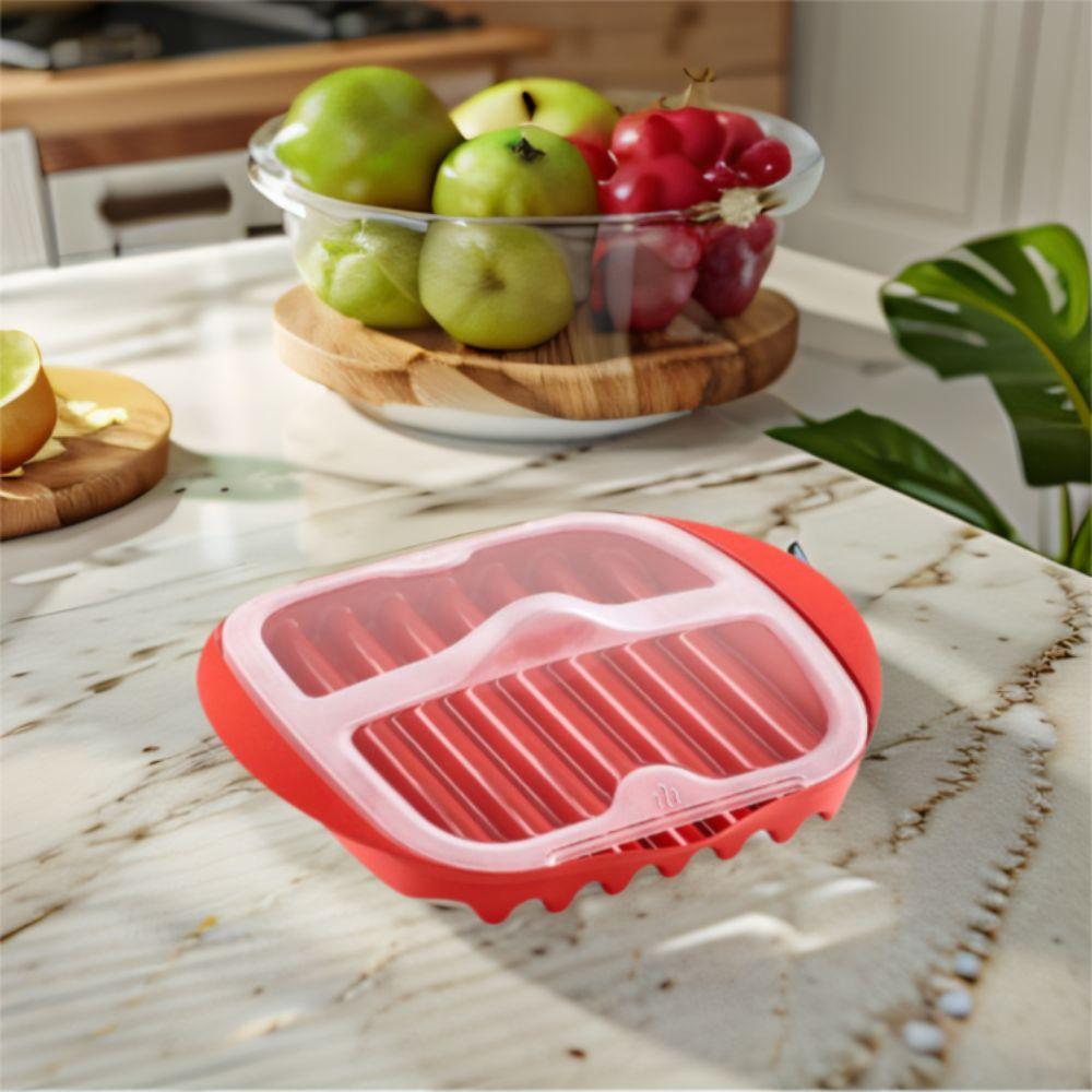 Wave Anti-stick Design Microwave Bacon Pan With Lid Microwave Bacon Cooker Bacon Tray Breakfast