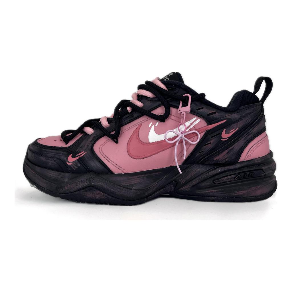 Nike Air Monarch 4 Slip Resistant, Abrasion Resistant, Lightweight Low Top Chunky Sneakers Unisex Black Pink 415445-001(Team502-)