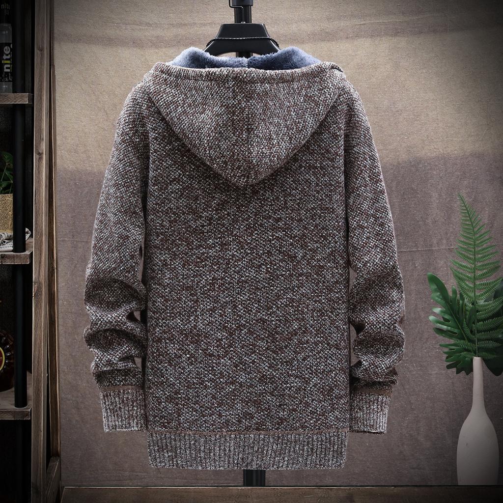 Autumn and Winter Mens Baggy Hooded Casual Full Zip Sweater Coats Warm Tops Plain Outwear Jackets
